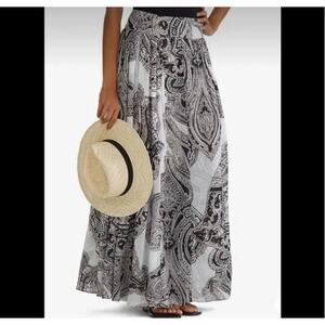 White House Black Market Paisley Ruffle Maxi Skirt Size 2